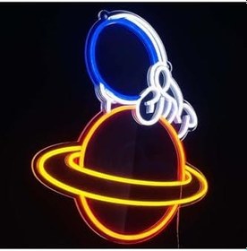 Resim Astronot & Satürn Neon Tabela Neon Yazı Dekoratif Aydınlatma, astronotsatürn 