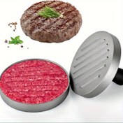 Resim El ile kullanılan paslanmaz çelik burger presi - Ev mutfakları için yapışmaz yuvarlak et pati yapıcısı, kullanışlı ergonomik koluyla kahvaltı pati yapıcısı, elektrik gerektirmez, mutfak gereçleri, şık metalik yüzey, dayanıklı yapı 