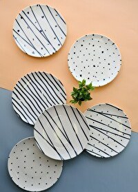 Resim Tabak Evi Porselen Dash Pasta Tabağı 6 Kişilik 6 Parça 20 CM TVL6PTPRS1108 