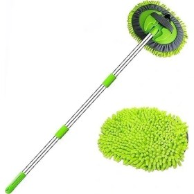 Resim Sihirli Mop Araba Yıkama Fırçası Mikrofiber Bezli Teleskopik Saplı +1 Yedek Bez Hediyeli 