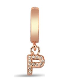 Resim P Harfi Sallantılı 925 Ayar Gümüş Rose Tek Küpe - 12080502 Rose Gold 
