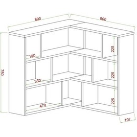 Resim Azura Köşe Kitaplık Antrasit 