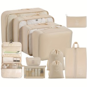 Resim 7 Parça Seyahat Organizatör Seti: Dijital Tuvalet Çantası, Kozmetik Saklama Torbaları ve Bagaj İçin Giysi & Ayakkabı Çantaları 