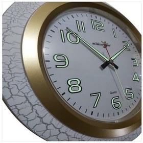 Resim Büyük 35 Cm Fosforlu Çatlatma Beyaz Çerçeve Sessiz Duvar Saati Beyaz 