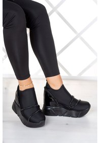 Resim Erkan Saçmacı Barbara Siyah Streç Gizli Dolgu Günlük Ayakkabı 
