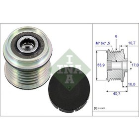 Resim INA 535002810 Alternator Kasnagi ( Renault : Megane I / Scenic 1.9Dti F9q / Mitsubishi:Carisma 1.9 Did 00-- ) 31251071 7701477507 (WA254525) 