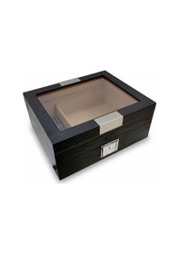Resim Cigarloong Camlı Puro Kutusu Humidor Metal Siyah 40's 