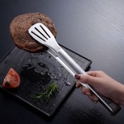 Resim Kalınlaştırılmış Paslanmaz Çelik Üç Tel Barbekü Maşası, Dış Mekan Izgara Yemek Klipsleri Biftek ve Ekmek için; 7 inç, 9 inç, 11 inç Paslanmaz Çelik Gıda Kelepçeleri 