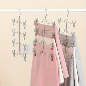 Resim 1 adet Çok Katmanlı Metal Pantolon Askısı, Etek Klipsi, Ev Katlanabilir Pantolon Askısı, Dikişsiz Şort Etek İç Çamaşırı Saklama Düzenleyici 