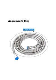 Resim Hallow Duş Hortumu Paslanmaz Çelik Boru Esnek 3 Metre Uzun Gümüş 