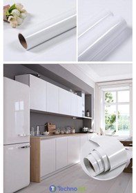 Resim Technojet Kendinden Yapışkanlı Parlak Simli Beyaz Mutfak Banyo Tezgah Masa Kaplama (60cmx100cm) 