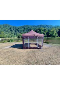 Resim 3x3 M 30 Mm Gazebo Tente Kış Bahçesi Kahverengi 