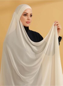 Resim Tuva Şal İç Boneli Şifon Hazır Türban - Ekru - Tuva 
