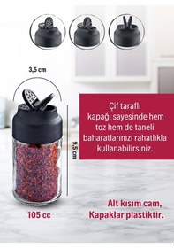 Resim Grimorlife Ahşap Tabanlı Metal Standlı 4 Lü Cam Baharatlık Seti Çift Kapaklı Tuzluk & Biberlik Diğer 