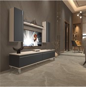 Resim Decoraktiv Eko 7 Mdf Std Krom Ayaklı Tv Ünitesi Tv Sehpası - Beyaz - Antrasit 