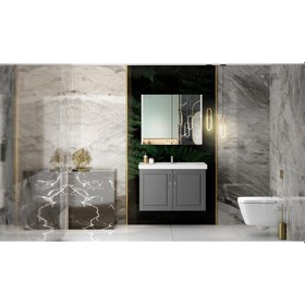 Resim KAREN BANYO ARİN BANYO DOLABI TAKIMI MDF 60 CM ANTRASİT 