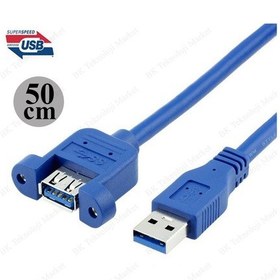 Resim Panel Tipi Vidalı Usb 3.0 Dişi - Erkek Uzatma Kablosu-50cm 