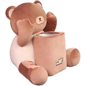 Resim Createtech Yumuşak Peluş Mendil Kutusu Çöp Ayı Araba Ji Homyl Taşıma Torbası 