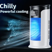 Resim 1 adet 3'ü 1 arada Taşınabilir Klima, Nemlendirici ve USB Fan ile Ortam Işığı - Kare, Pil Gerektirmez, İç/Dış Mekan Kullanımı için Sessiz Çalışma, Ofis ve Ev, Şık Beyaz Tasarım, Ev Soğutma Sistemi | Modern Klima | Sessiz Çalışma Fanı 