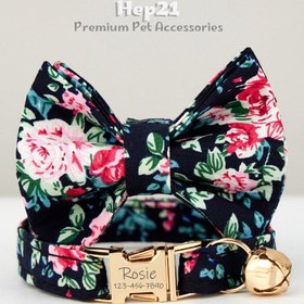 Resim Cat Collar Velvet Cat Collar with Bell 015263 - Fuchsia Bow Tie / S/M 