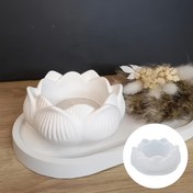 Resim 1 adet Lotus Çiçeği Silikon Kalıp, Alçı Çiçek Potu Kalıp, DIY Mum Kavanozu Silikon Kalıp, El Yapımı Takı Saklama Kutusu Beton Mum Kavanozu Kalıp, Yuvarlak Şekil, Silikon Malzeme 