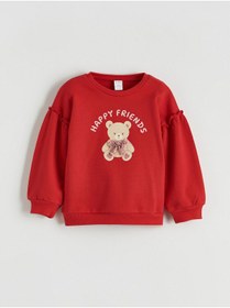 Resim LC Waikiki Meral Collection Kırmızı Ayıcık Baskılı Kız Bebek Sweatshirt 