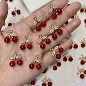 Resim 20 Adet Kristal Kiraz Kolye Ucu, Çinko Alaşım Takı Yapımı Aksesuarları - Kolyeler, Bileklikler ve Küpeler İçin Uygun 