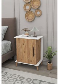 Resim Adela Raflı Modern Komodin - Çam - Beyaz 