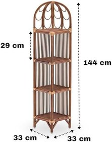 Resim Apollon Bambu Raf - El Yapımı Dekoratif Çok Amaçlı Raf Ünitesi - Balkon, Veranda ve Kapalı Mekan Kullanımı - 33x33 cm, 144 cm Yükseklik 