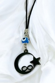 Resim biuti Lacivert El Yapımı Cam Nazar Boncuklu Ay Yıldız Araba Dikiz Ayna Süsü, Yeni Araba Hediyesi 