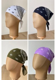 Resim Pamuklu Klasik Desen Unisex 4lü Bandana Seti Renkli Bandana Etnik Desenli A Kalite Bandana Koyu Mor 