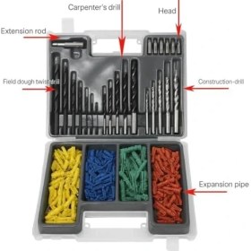 Resim Parçalara Ayrılmış 100’LÜ Delme ve Dübel Seti – Matkap Uçları, Renkli Plastik Dübel Kutusu, Ahşap, Metal ve Için Uyumlu Delme Seti 