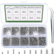 Resim 1200PCS Mini Kendiliğinden Vuran Vida Seti, Mikro Yıldız Başlı Metal Vida Çeşitleri Kiti, Sınıf 4.8 - Gözlükler, Saatler, Cep Telefonları, Kameralar, Dizüstü Bilgisayarlar için - M1/M1.2/M1.4/M1.7 Tava Başlı Küçük Mikro Vidalar 