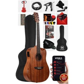 Resim Maxword Luxury Hcr-560nt-eq Half Cutaway Elektro Akustik Gitar Seti 1 Adet 