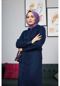 Resim Neways 6509-denim Kapşonlu Ferace Lacivert Lacivert 