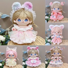 Resim Fit for 7.87 inç / 20 cm Bebek, Bebek Kıyafetleri (elbise + başlık dahil) 2 adet set Bebek Aksesuarları, Kızların Doğum Günü Moda Parti Hediyeleri, Bebek Dahil Değildir 