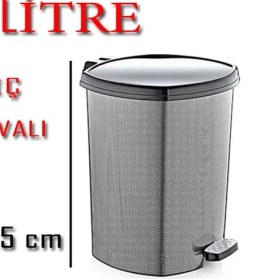 Resim Metalize Desenli 5 Lt Dekoratif Çöp Kovası Mutfak Çöp Kovası 
