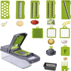 Resim Crisby 16 Parça Hazneli Sebze Doğrayıcı Dilimleyici Kesici Çok Fonksiyonlu Rende Seti 