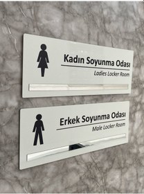 Resim Gümüş Aynalı Parlak Beyaz Seri Bay&bayan Soyunma Odası Yönlendirm 