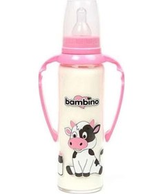 Resim Bambino Kulplu Cam Biberon-Pembe 225Ml 