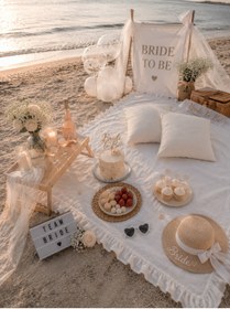 Resim NURGİTA HOME Otantik Piknik Seti & Vintage Piknik Örtüsü & Bride Party Seti ( 5 Parça ) 