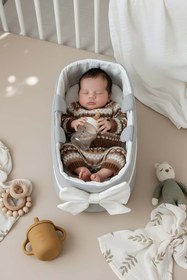 Resim Bow Kurdele Gri Bebek Taşıma Çantası 