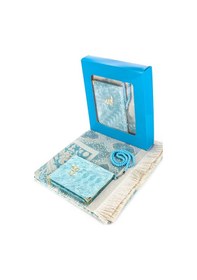 Resim Kadife Yasin Kitabı Çanta Boy Seccade Tesbihli Kutulu Mavi 