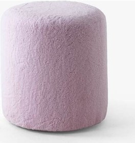 Resim Teddy Düz Puff - Yuvarlak Puf Makyaj Masası Pufu - Dekoratif Ayak Uzatma Pufu Pembe 