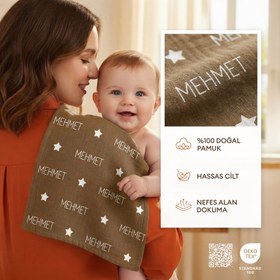 Resim Kişiye Özel %100 Pamuk Müslin 10’lu Omuz Bezi Paketi - 40x40 cm / 10'lu Paket / Fildişi 