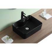 Resim Puroser Finike Matt Black Tezgah Üstü Seramik Lavabo 