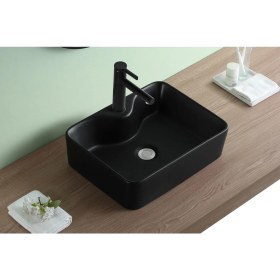 Resim Puroser Finike Matt Black Tezgah Üstü Seramik Lavabo 