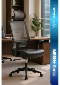 Resim Perla Siyah Fileli Yönetici Koltuğu Ofis Koltuğu Çalışma Koltuğu Siyah 