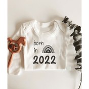 Resim Born In 2022 Uzun Kol Çıtçıtlı Organik Bebek Body 