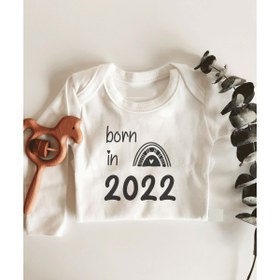 Resim Born In 2022 Uzun Kol Çıtçıtlı Organik Bebek Body 